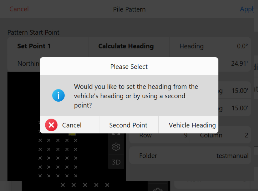 Calculate Heading Popup