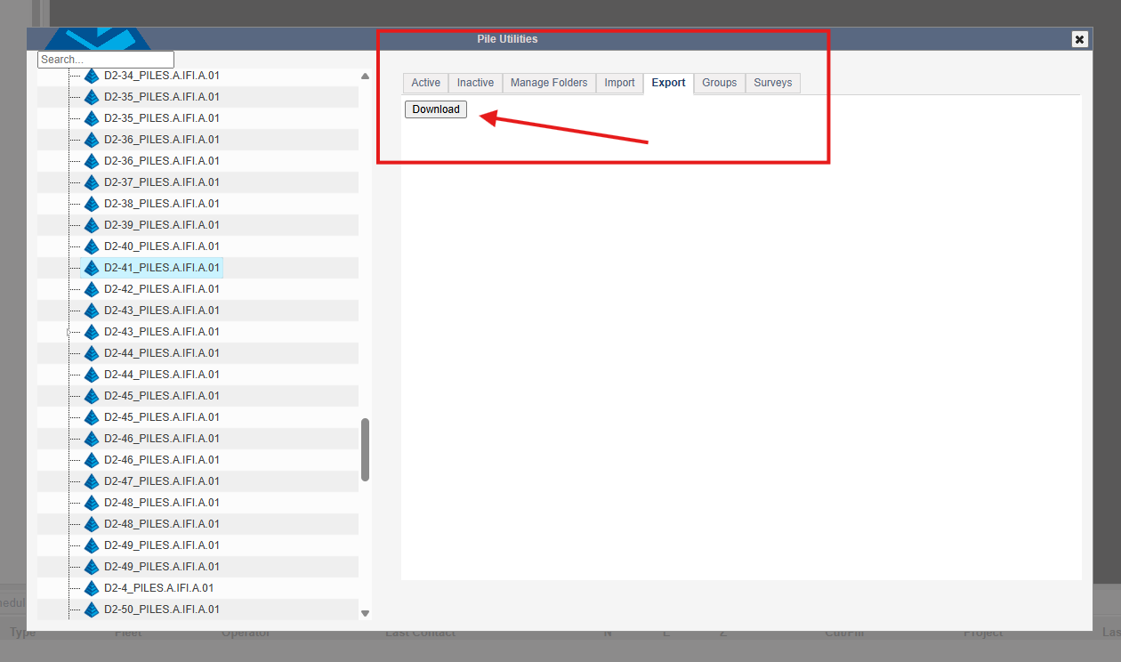 Export tab