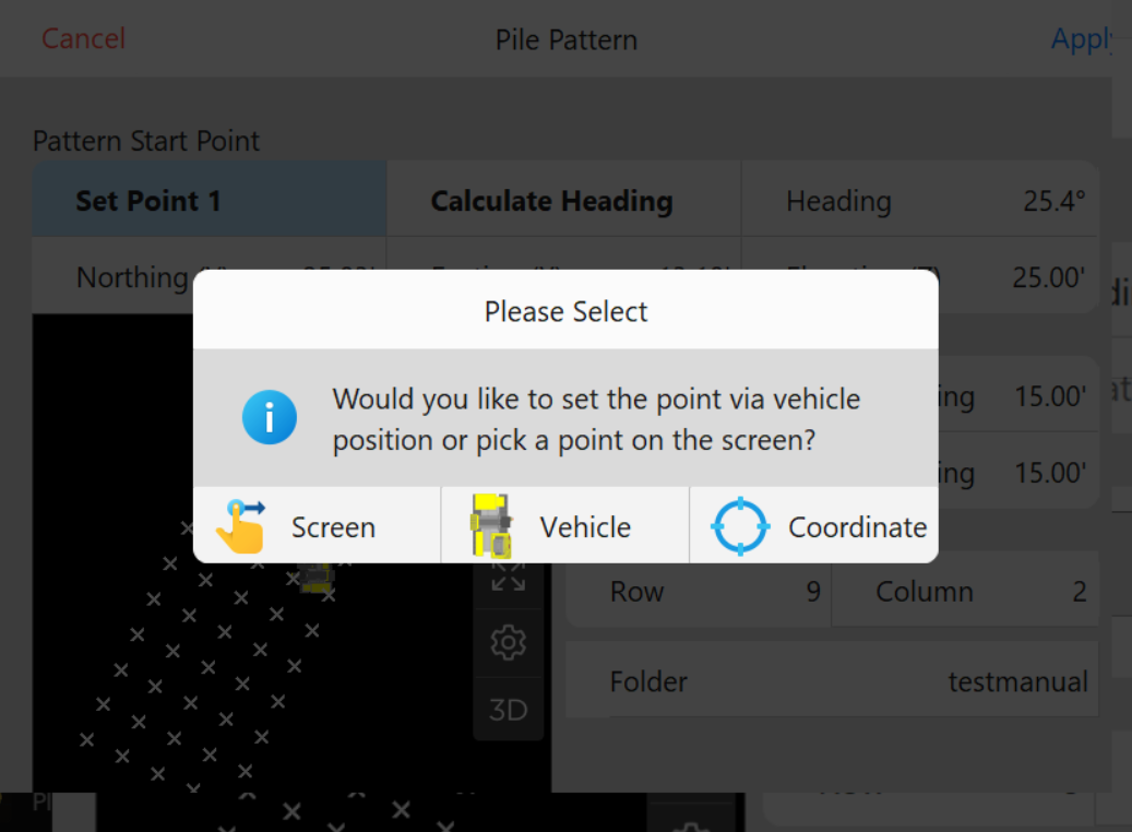 Select Point 1 Popup