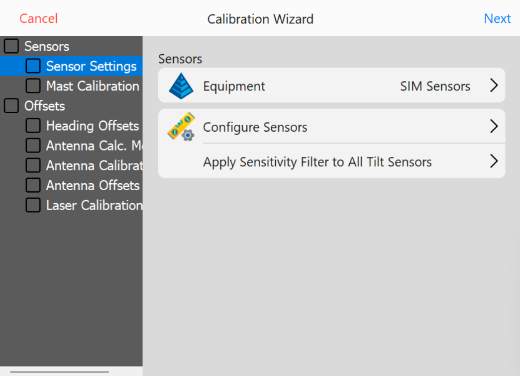 Sensor Settings