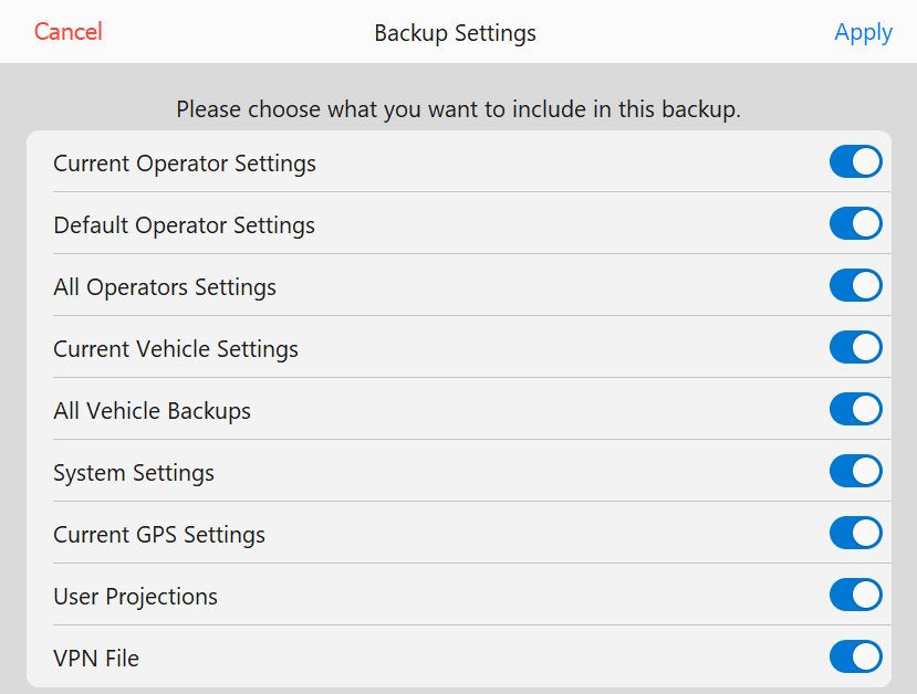 Backup Settings