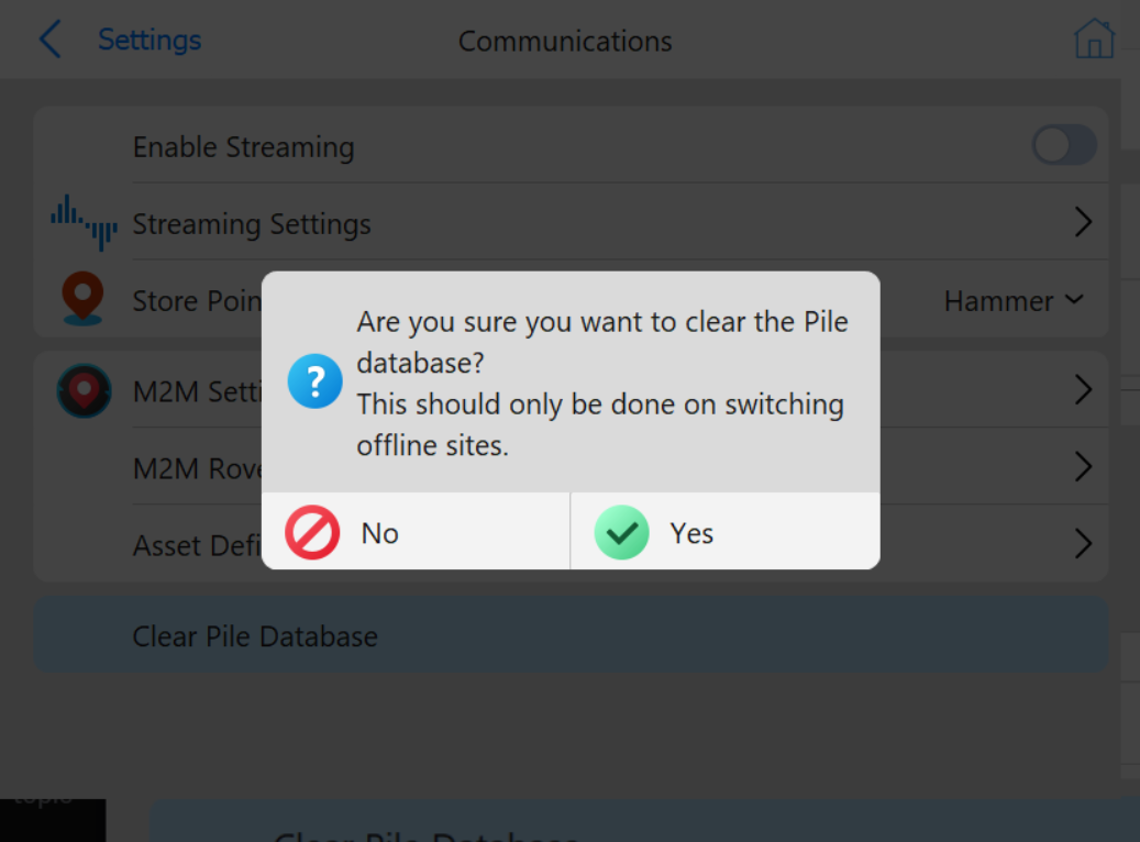 Clear Database Warning