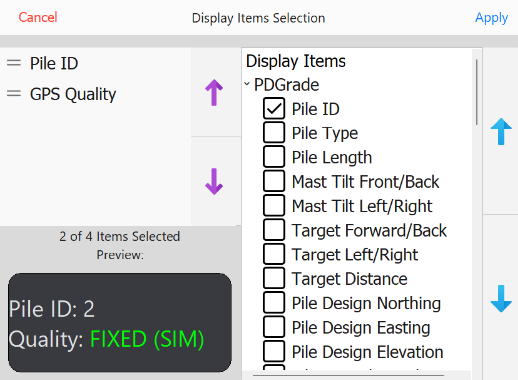 Display Item Selection