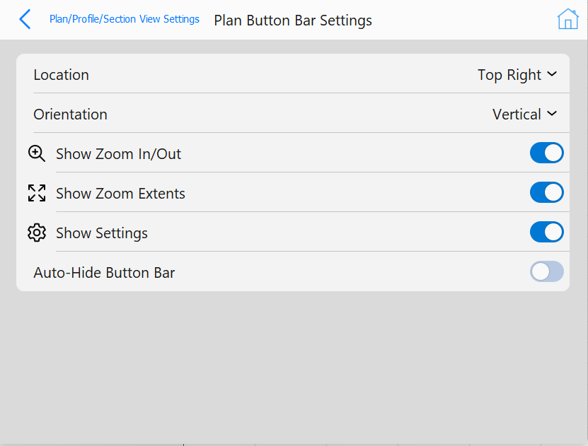 Plan View Button Bar Settings
