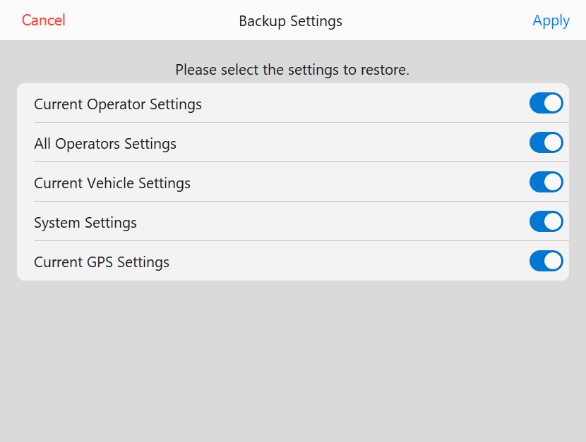 Restore Settings