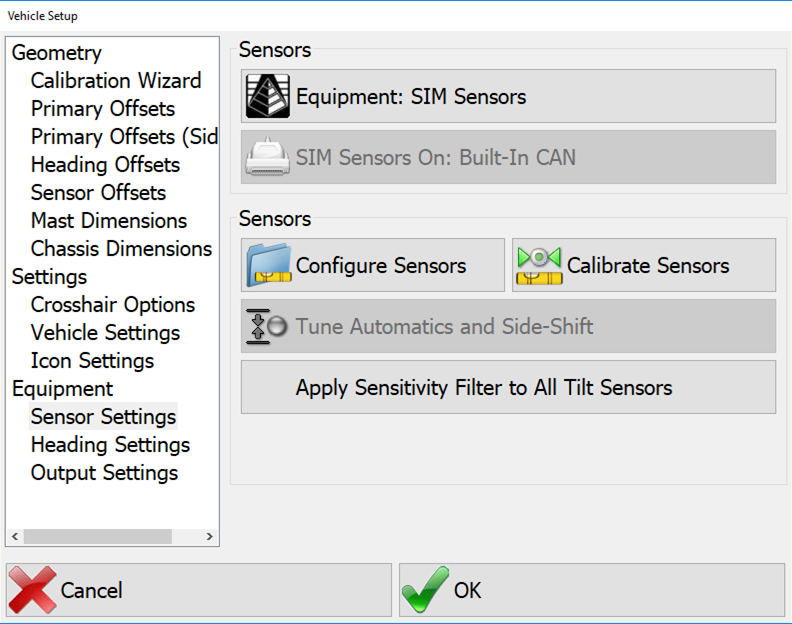 Sensor Settings