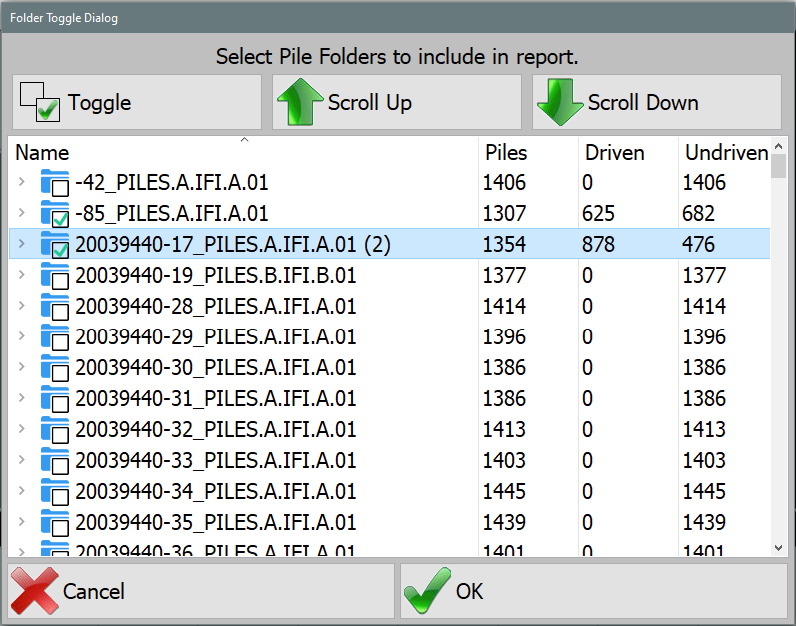 Selected Pile Folders