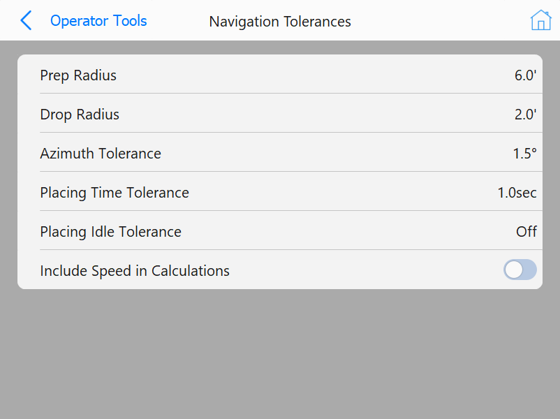 Navigation Tolerances