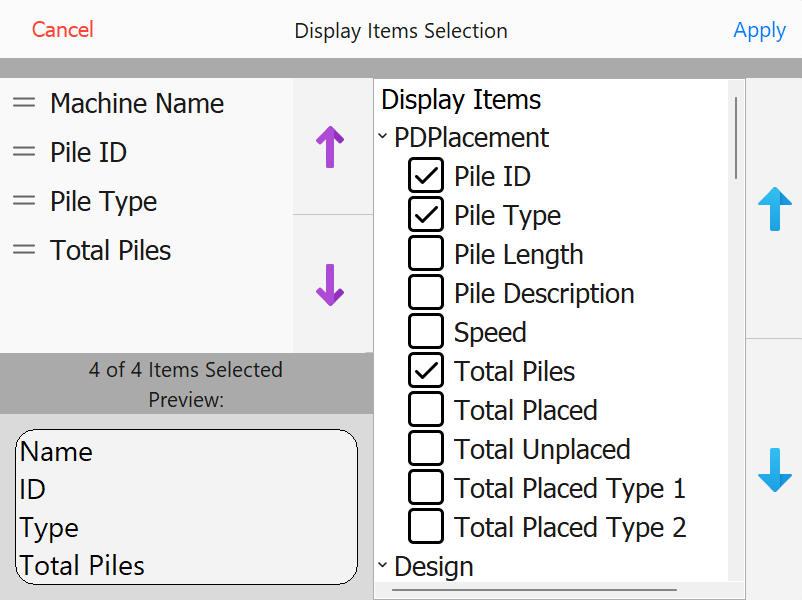 Display Item Selection