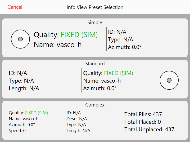 Info View Preset Selection