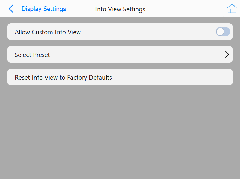 Info View Preset Settings