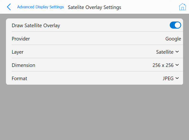 Satellite Overlay Settings