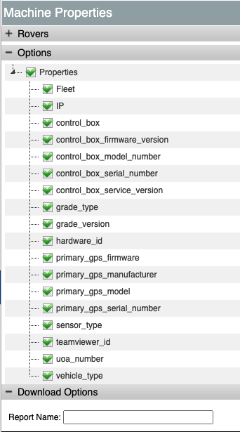 Machine Properties Menu
