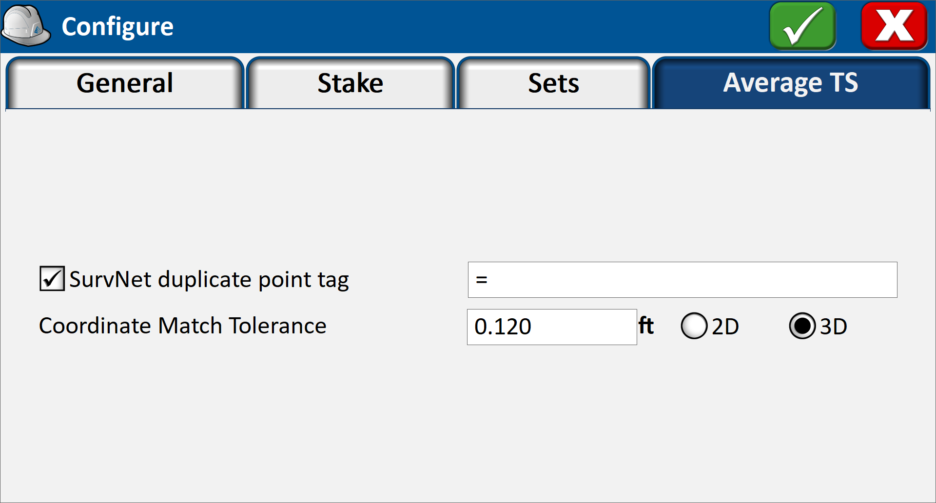 Configure - Average TS