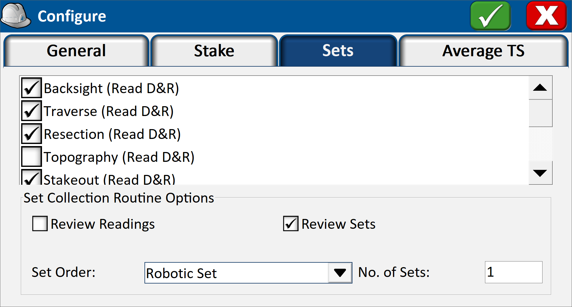 Configure - Sets