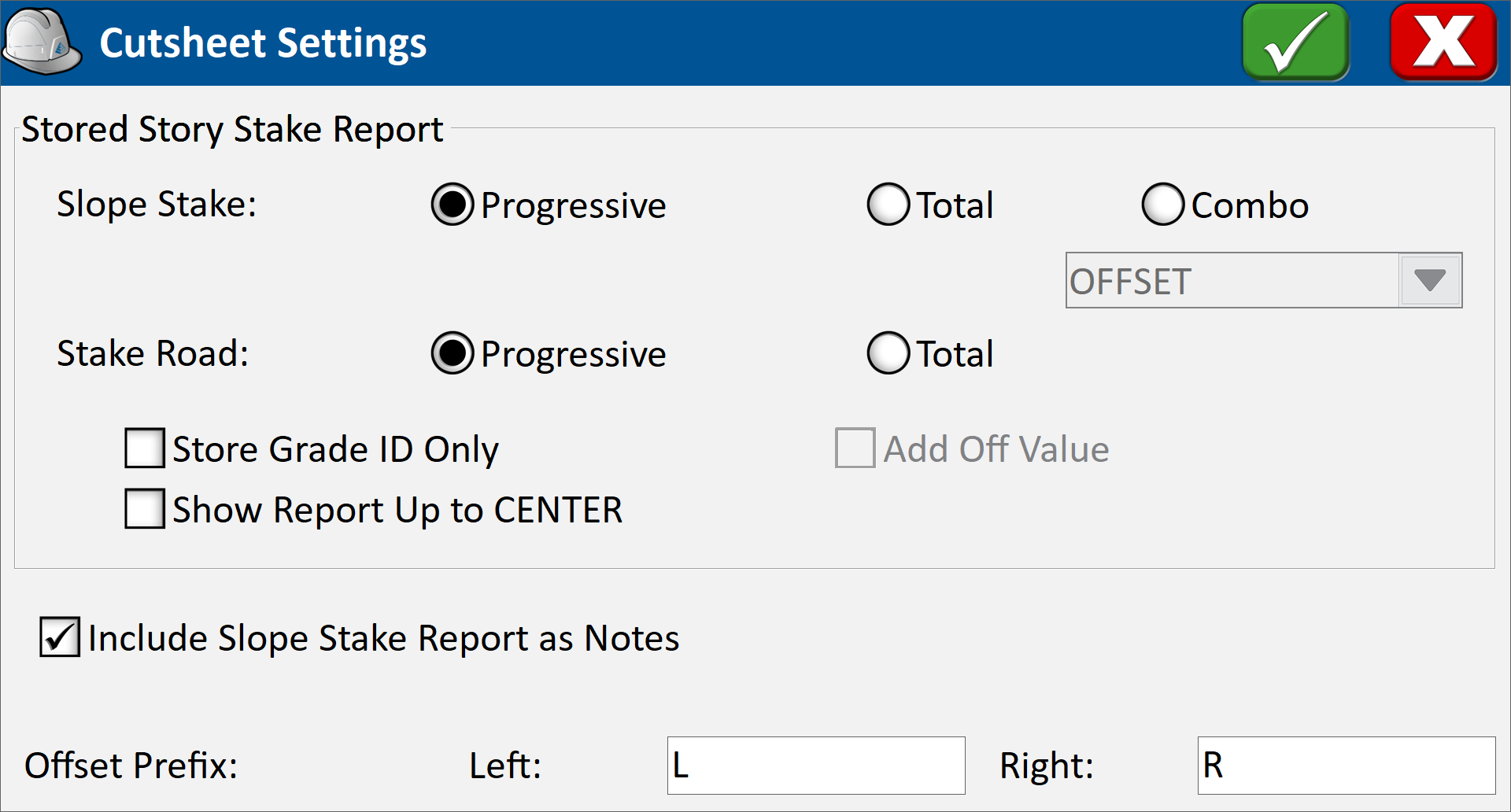 Cutsheet Settings