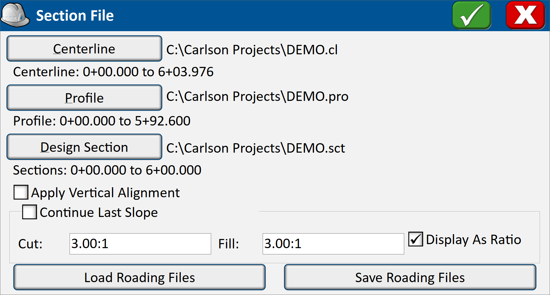 Slope Staking Section Data