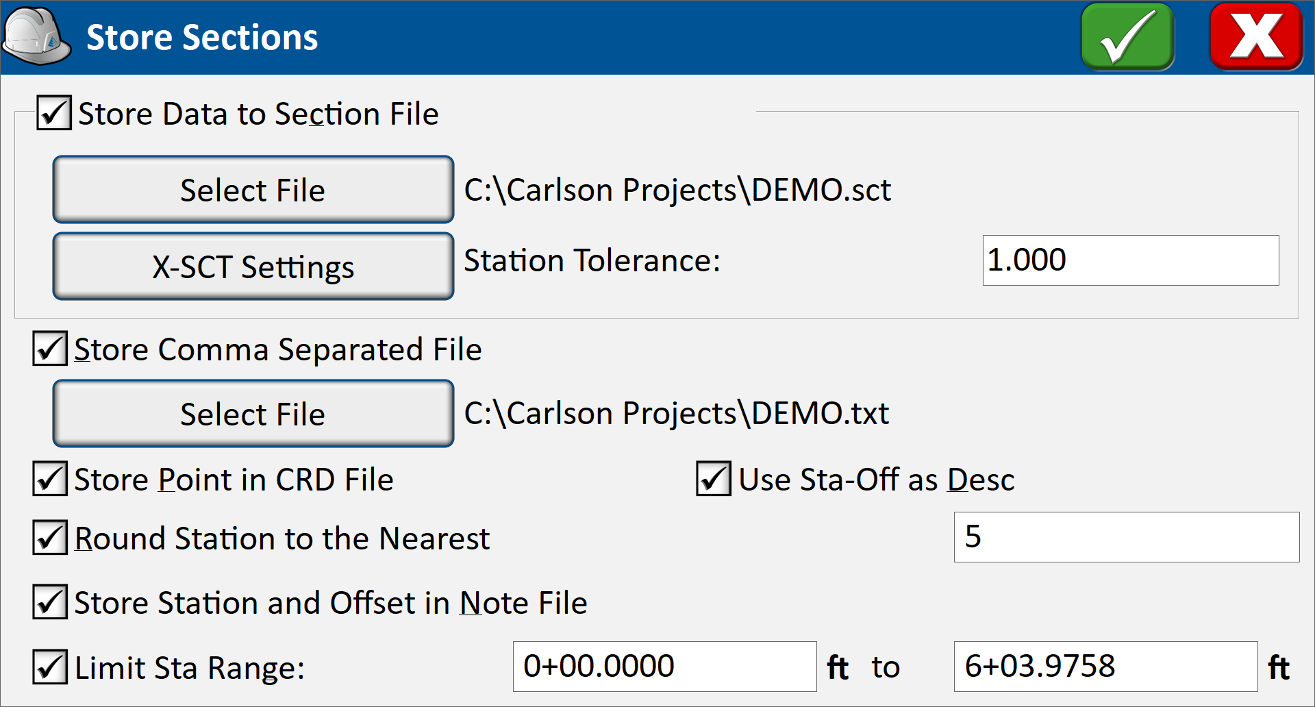 Store Section Settings