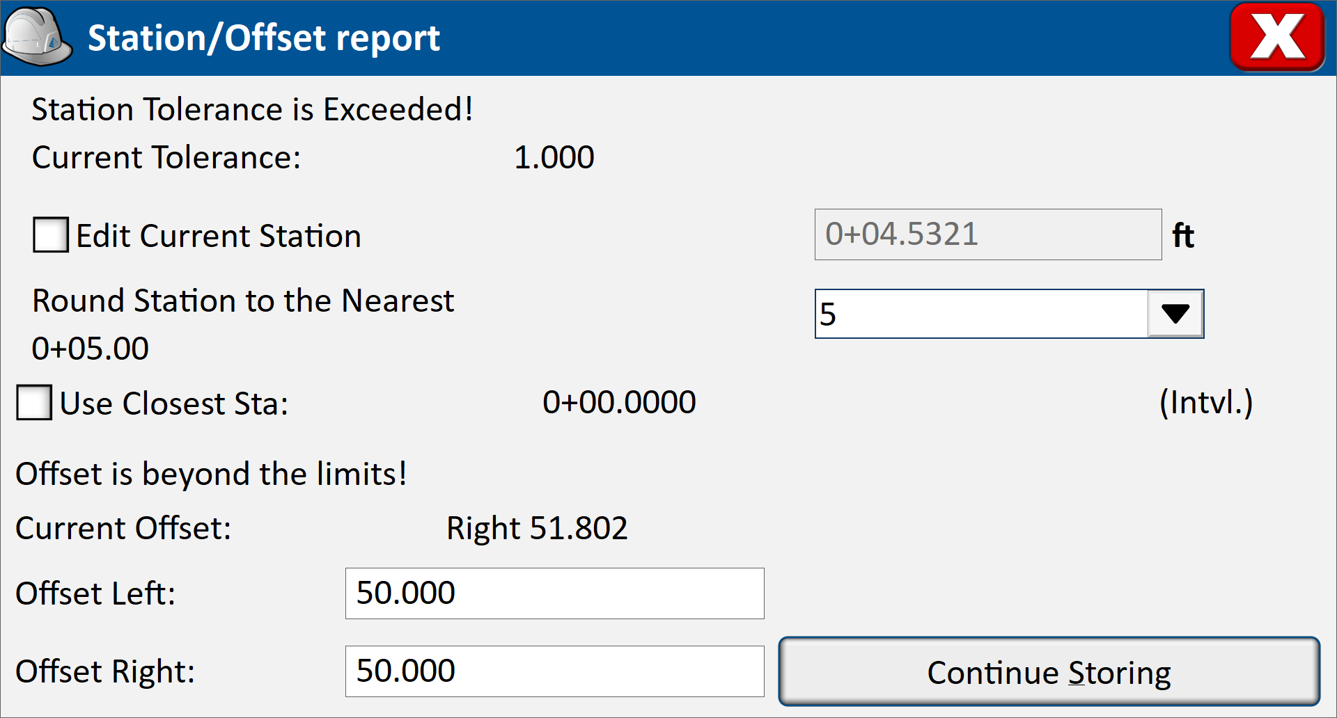 Station/Offset report