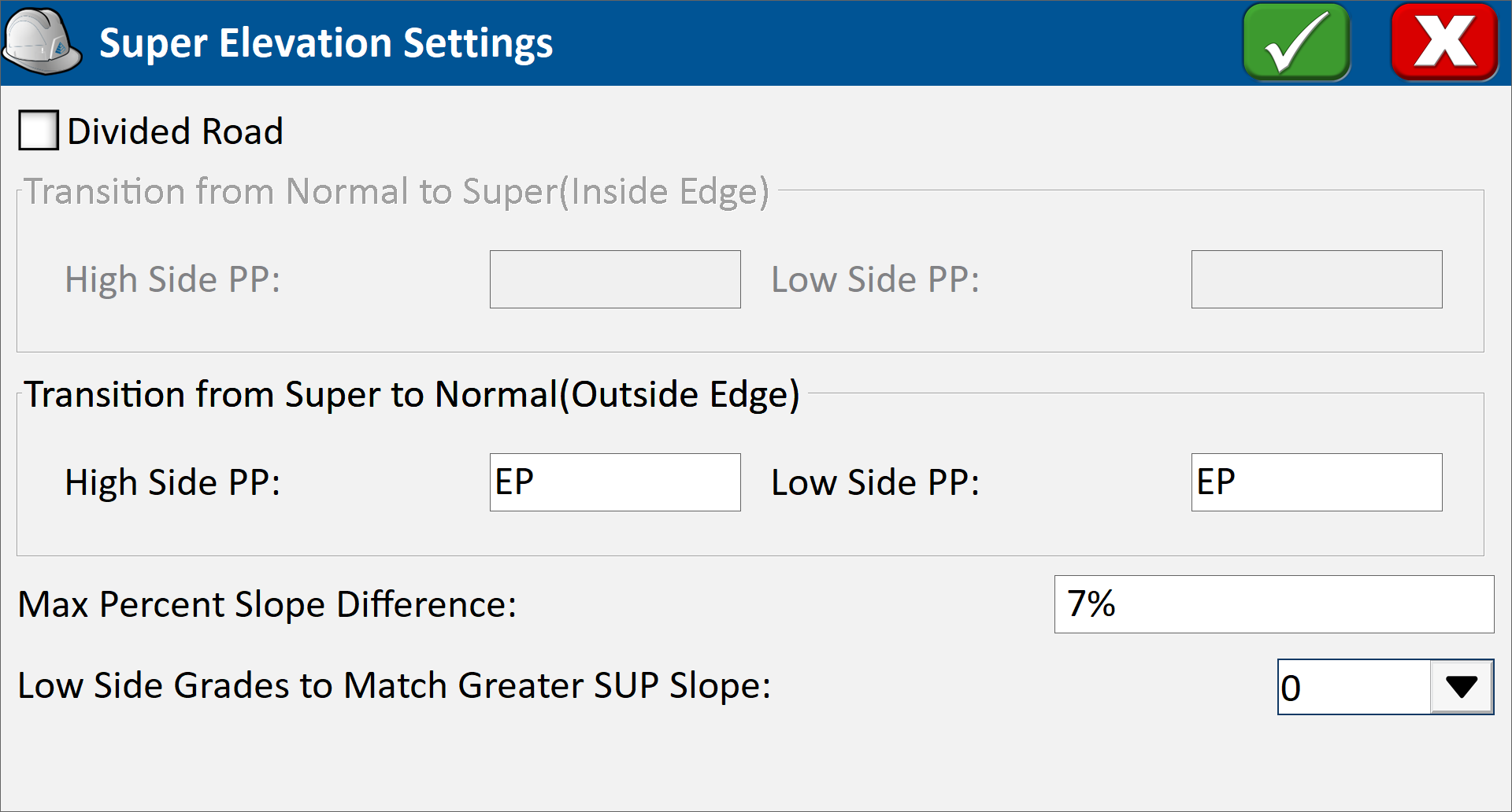 Superelevation