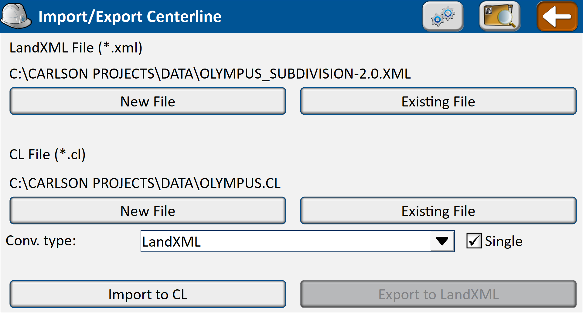 Import/Export Centerline