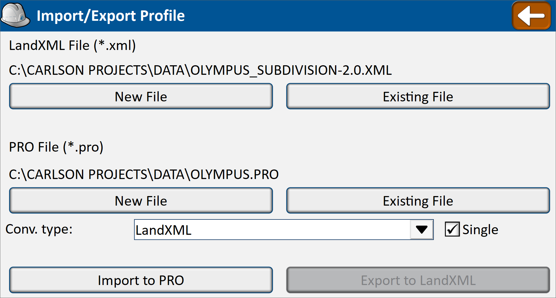 Import/Export Profile