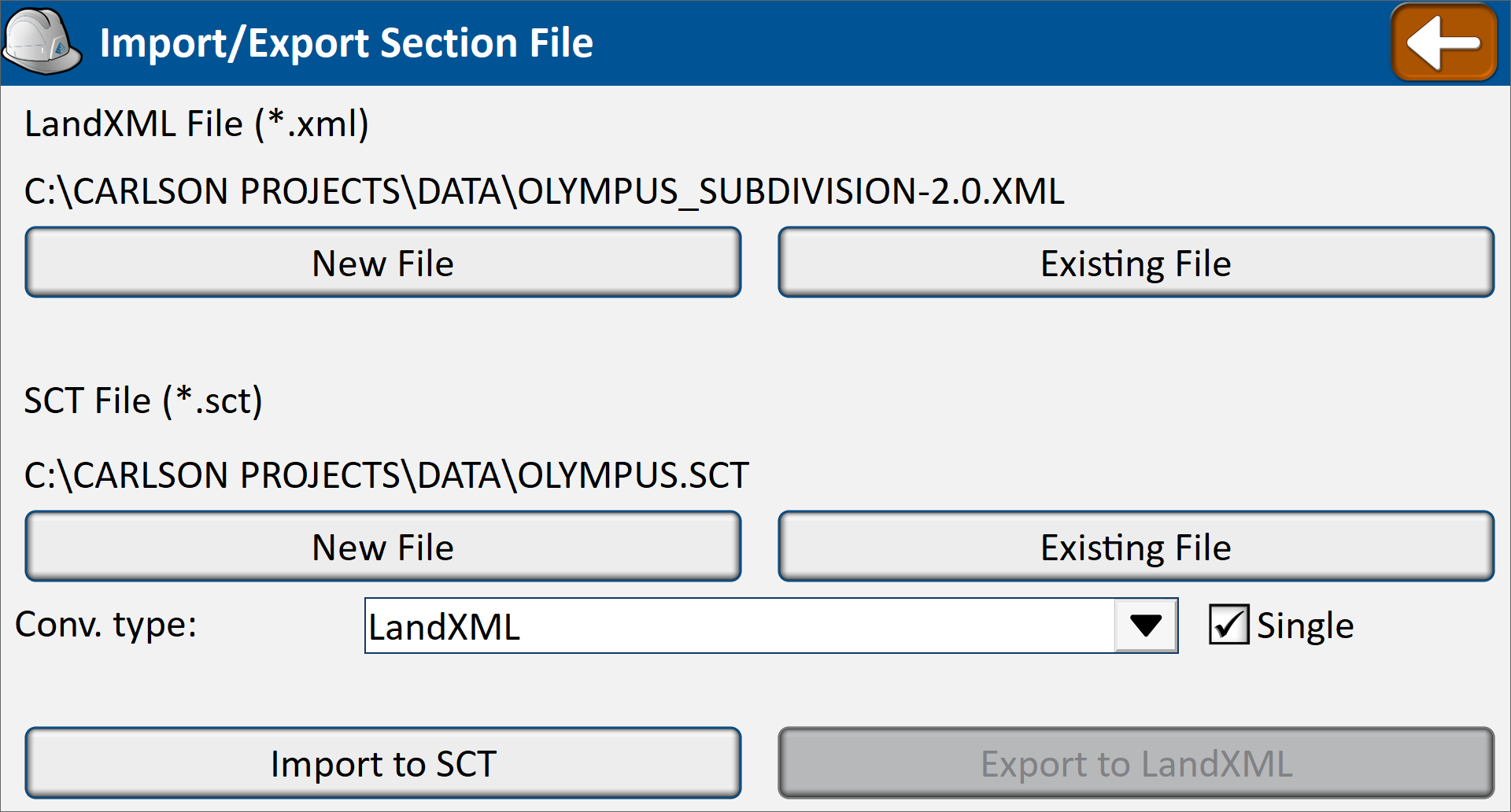 Import/Export Section File