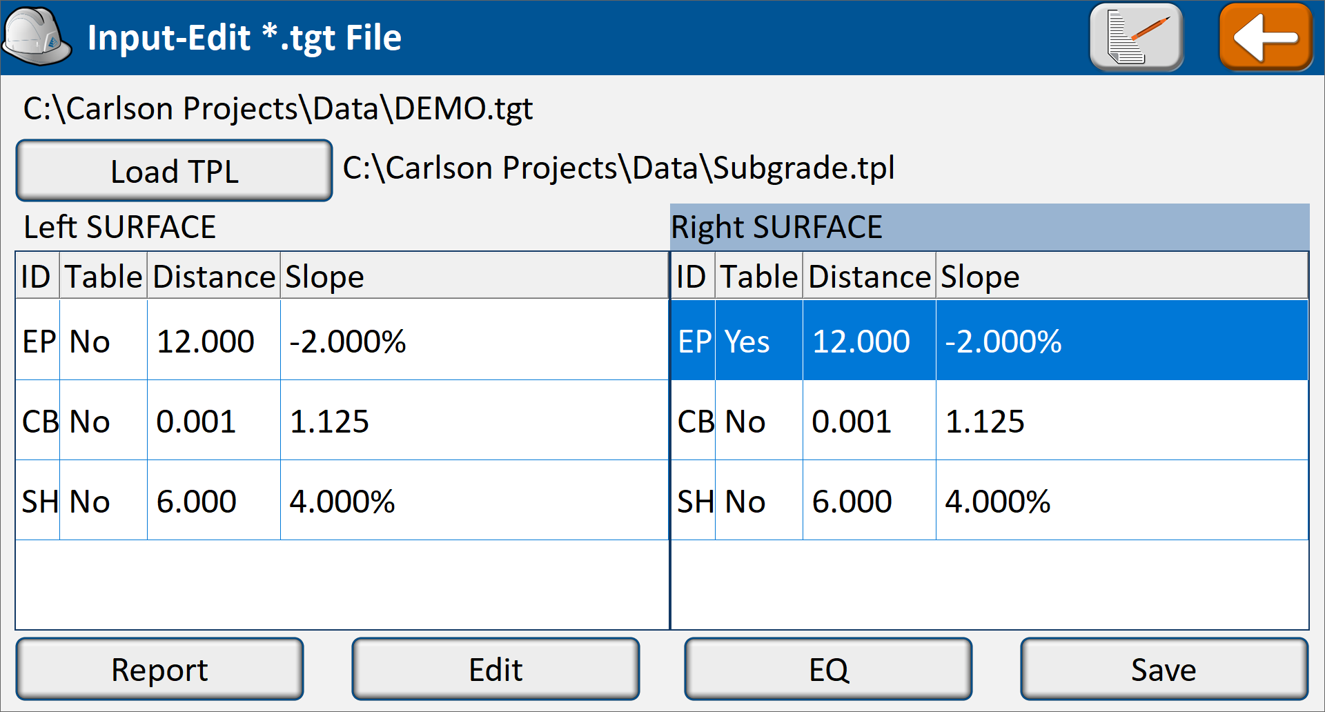 Input/Edit *.tgt File