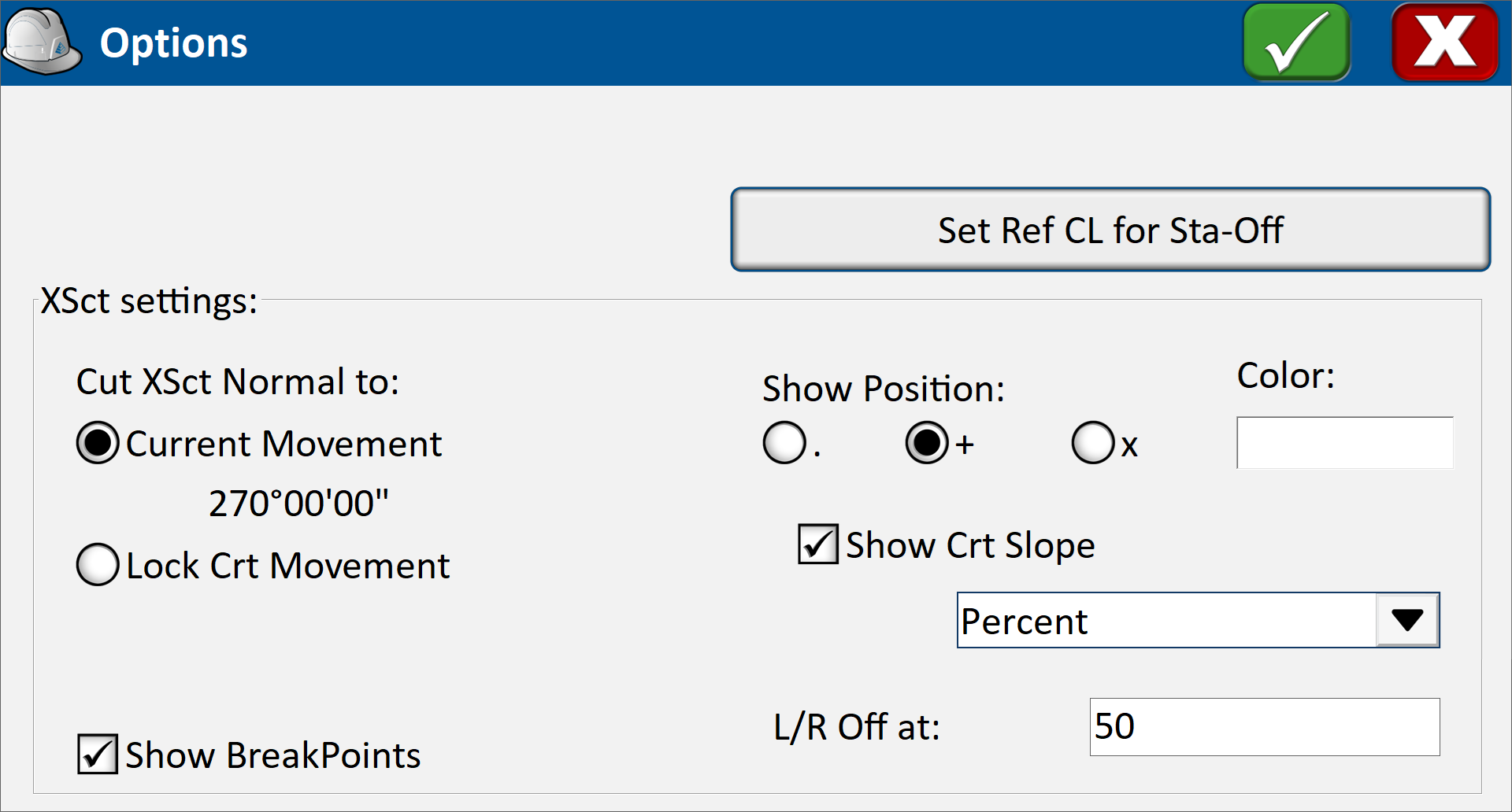 Cross-section Options