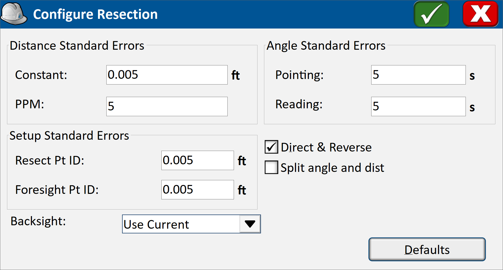 Resection - Configure