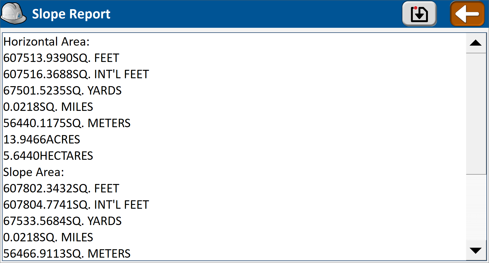 Slope Report Results