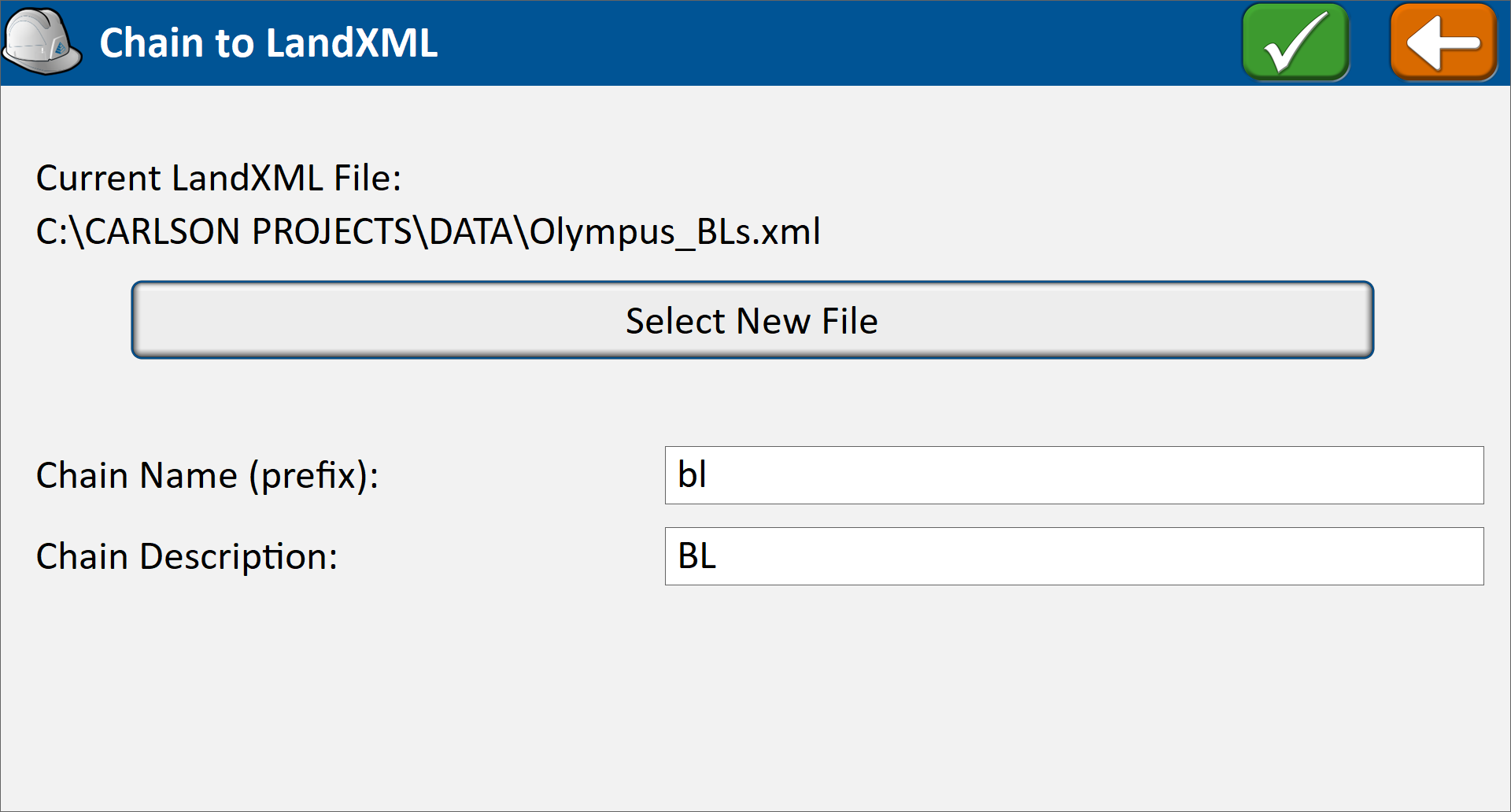 Chain to LandXML