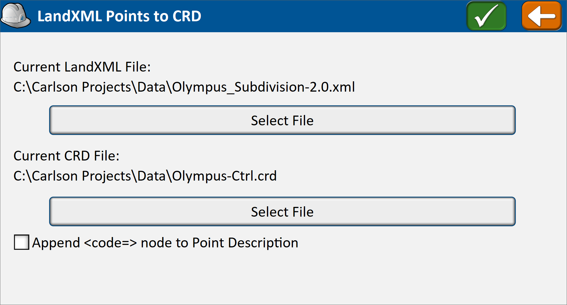 LandXML Points to CRD