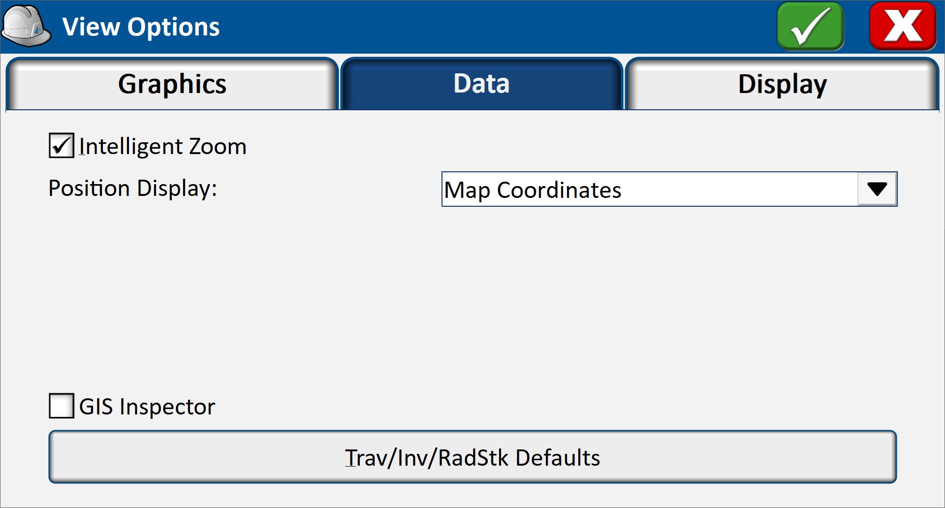 View Options - Data