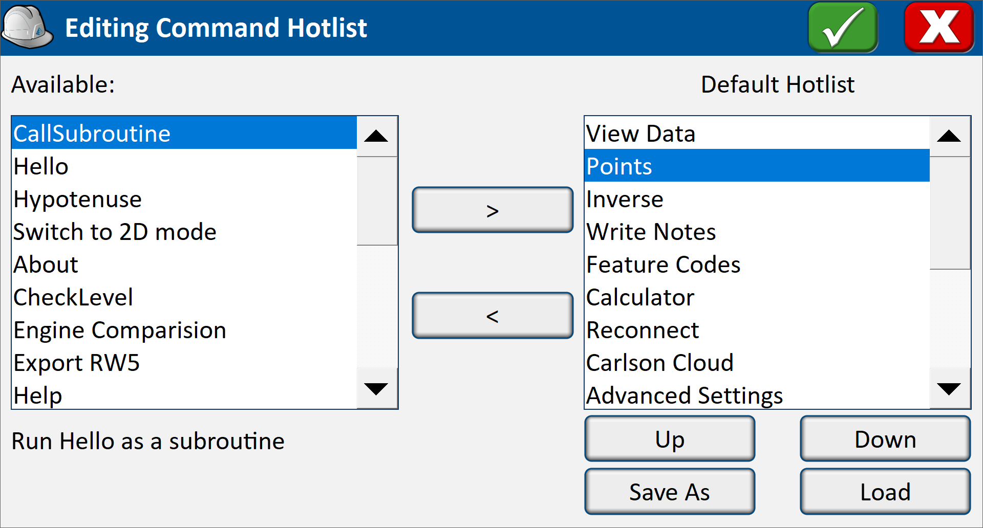 Edit Command Hotlist