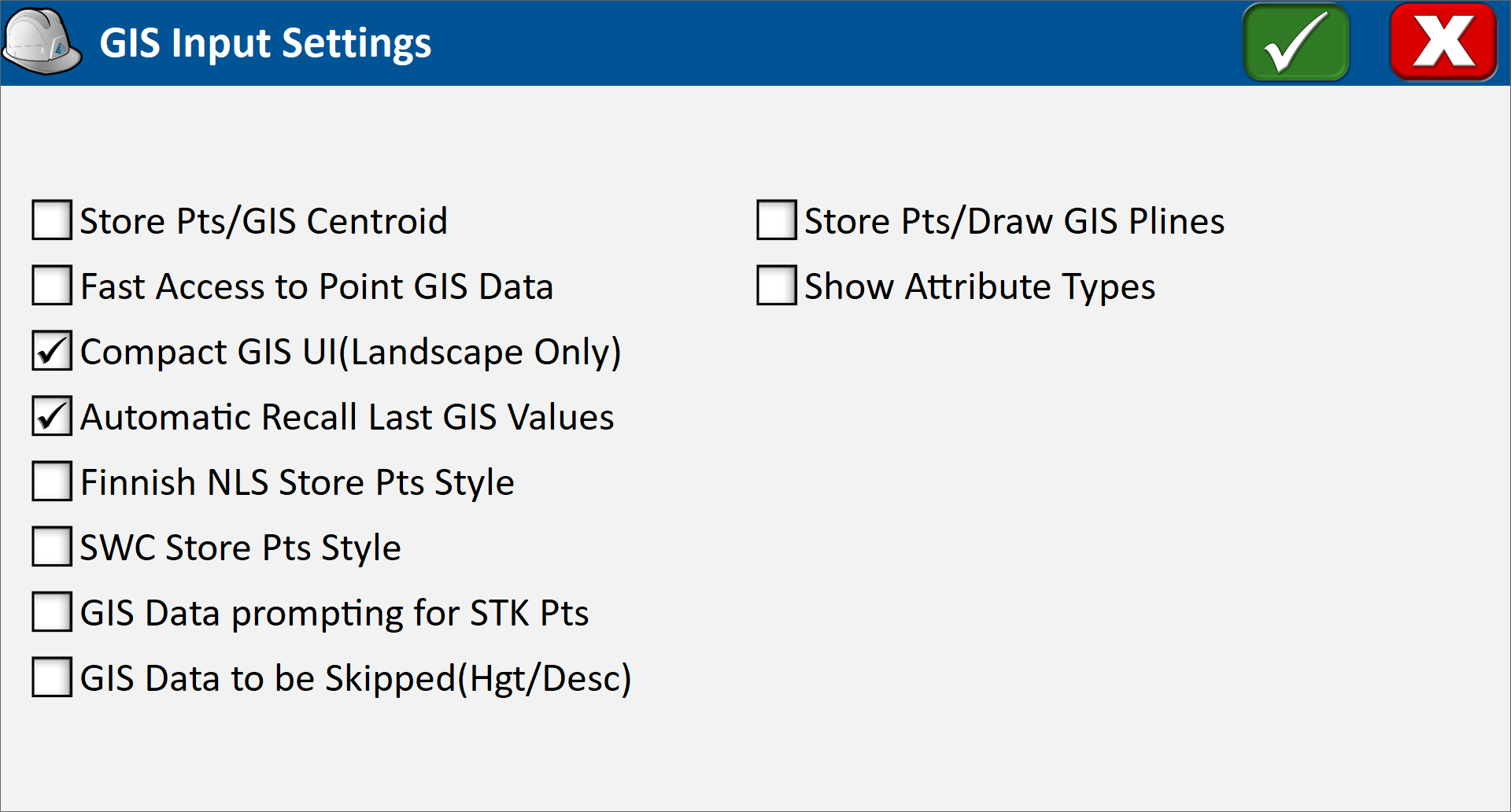 GIS Input Settings